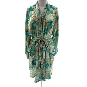 Pusheen cat robe satin green multicolor sz XS through M